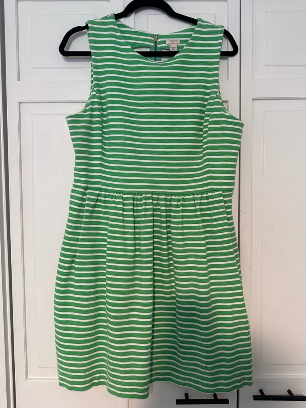 J. Crew Green and White Striped Dress